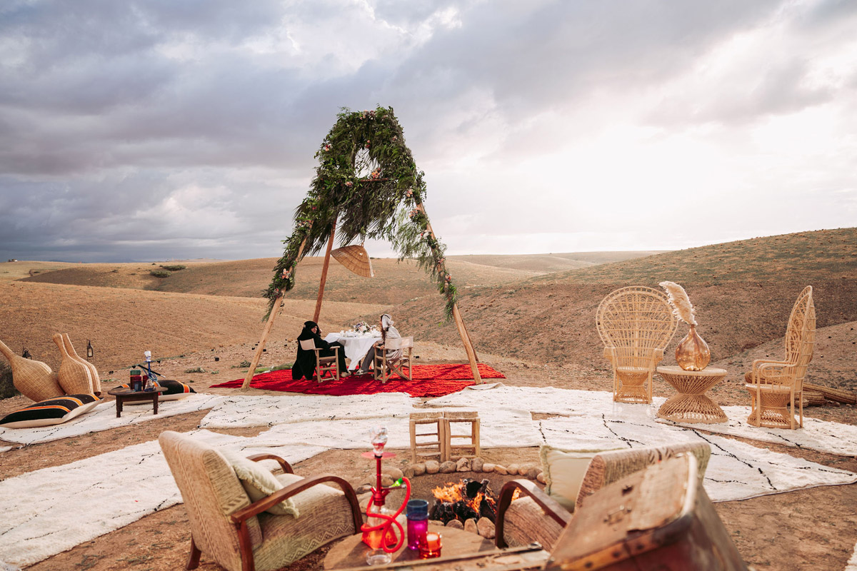 Pop-up camp in the desert